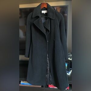 Calvin Klein Black Wool Blend Long Trench Coat